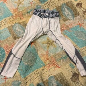 Nike Pro Combat White and Gray sport tights